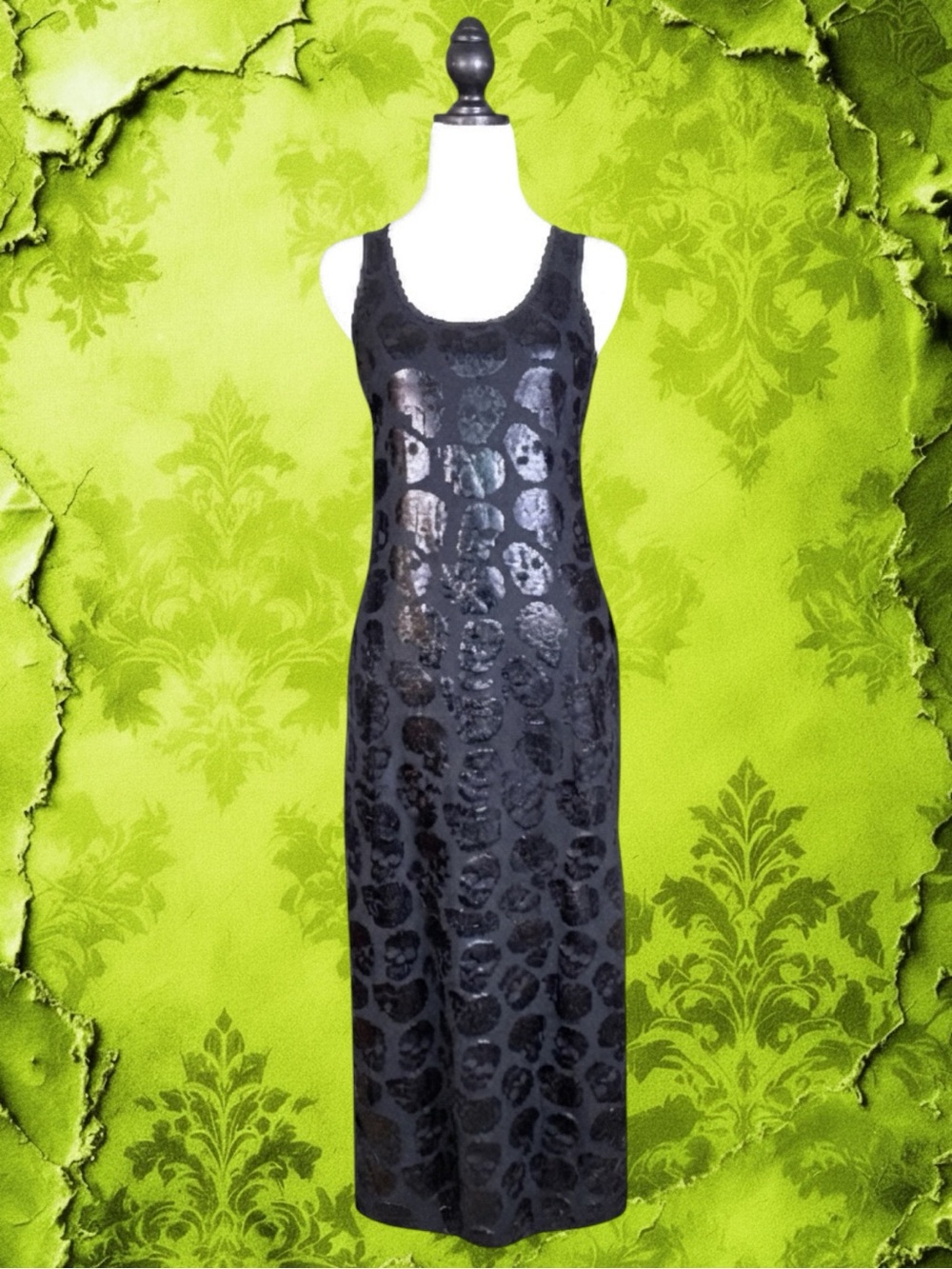 Iron Fist NWT Goth Whimsigoth Punk Grunge Sleaze Skull Maximalist Maxi Dress